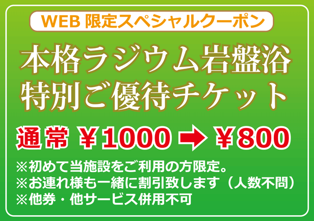 ラジウム岩盤浴割引券